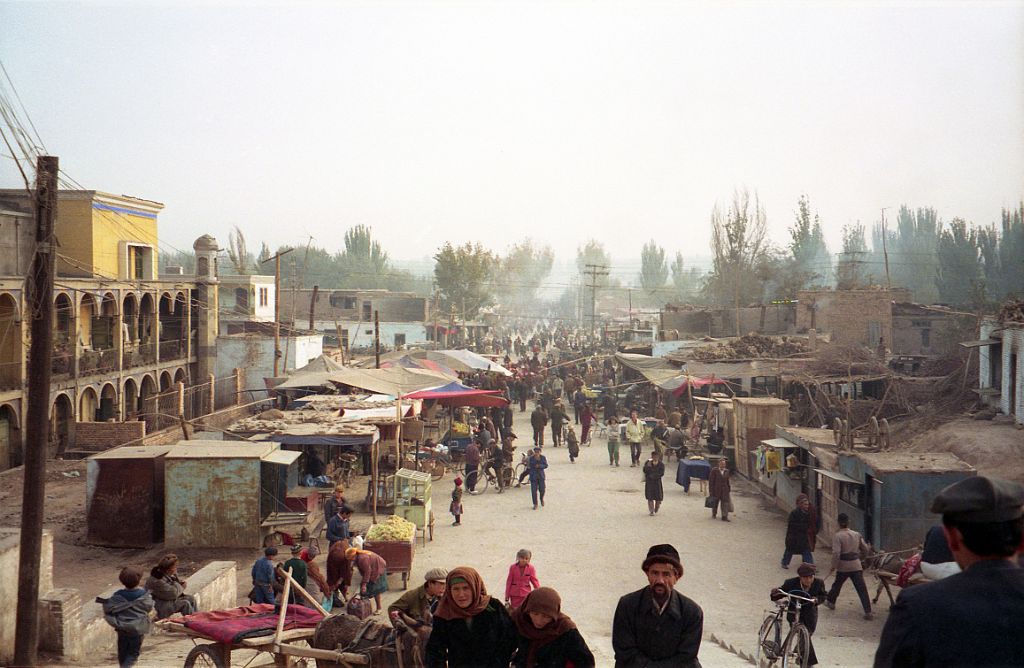 37 Kashgar Busy Street On The Way To Sunday Market 1993